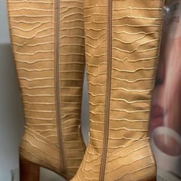 BNIB Marc Fisher Revely Boots Dark Natural Leather - Picture 3 of 7